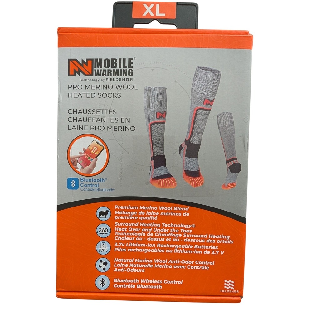 Mobile Warming Fieldsheer Pro Merino Wool Heated Socks XL Bluetooth Unisex NIB